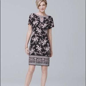 White House Black Market Floral Print Knit Shift Dress 🌟Size L🌟EUC🌟